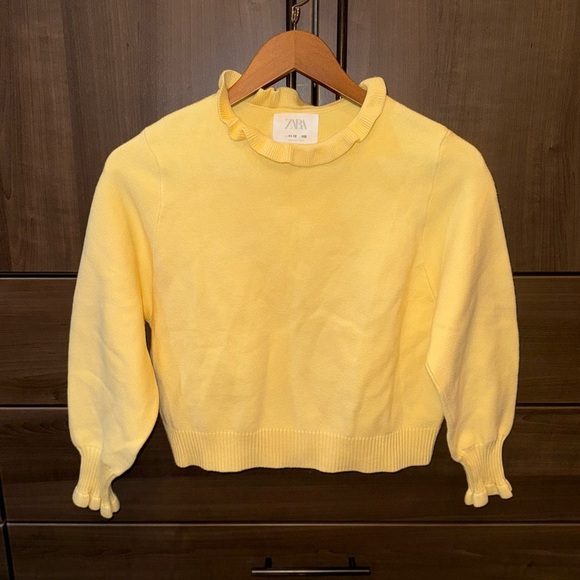 Zara Yellow Ruffle Cropped Sweater - Picture 2 of 6